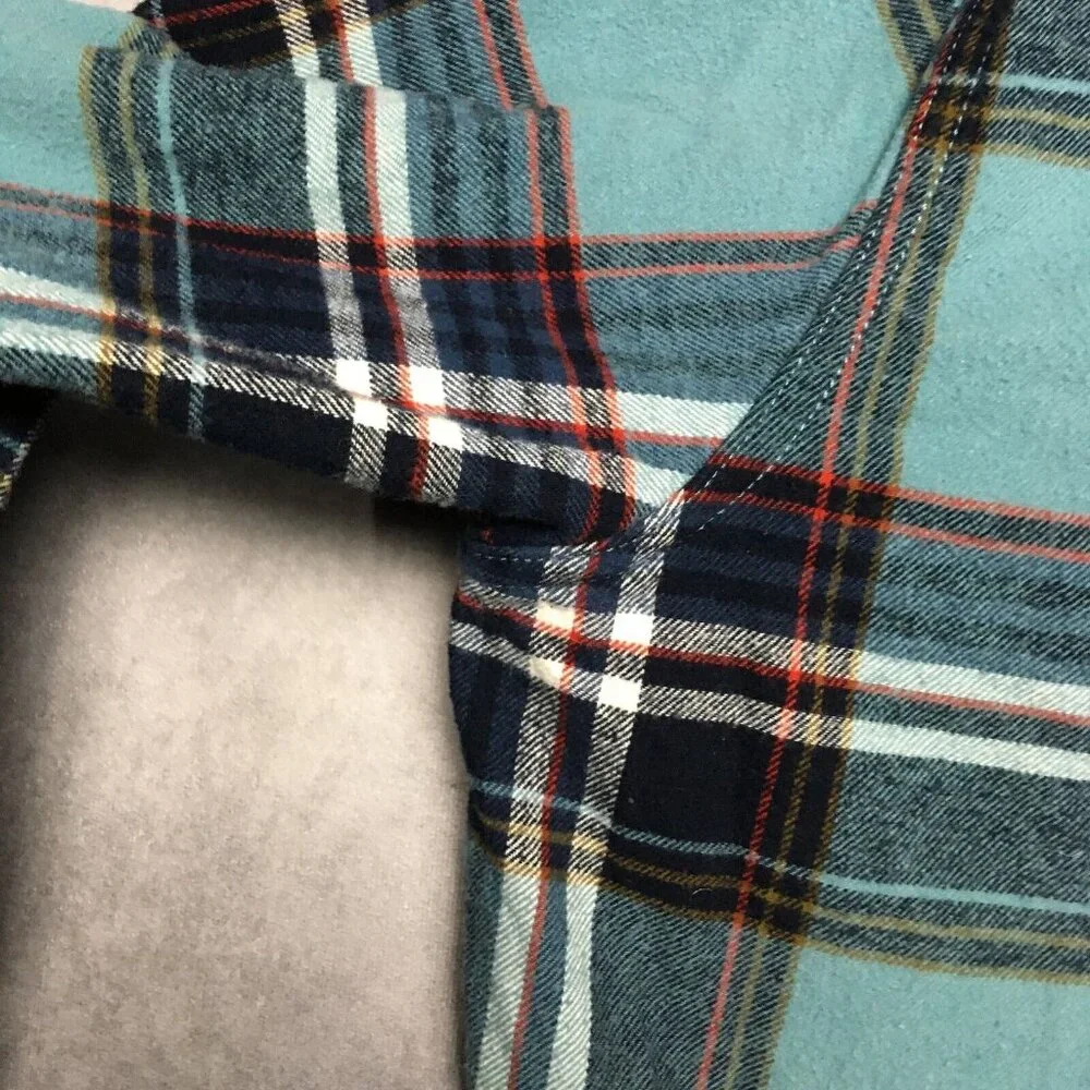 Eddie Bauer Mens Plaid Flannel‎ Shirt size XXL Long Sleeve Button Up Pocket Blue